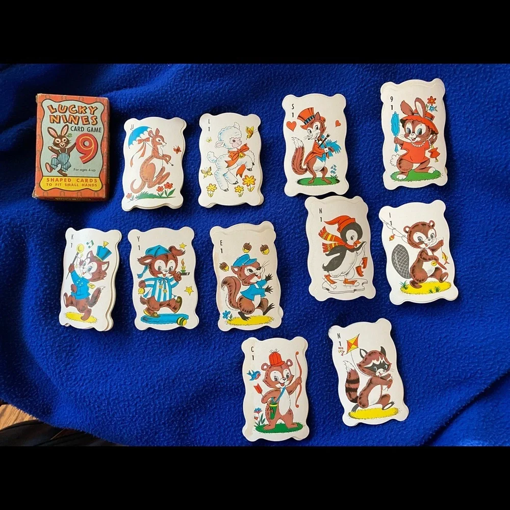 Vintage 1960’s Built Rite LUCKY NINES shaped cards  W Box